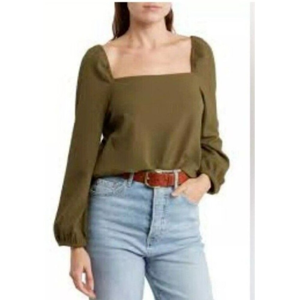 Madewell Olive Long Sleeve Blouse